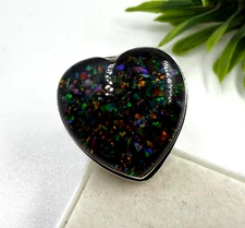 925 Sterling Silver Ring, Black Fire Opal,  Gift For Her, Promise Ring