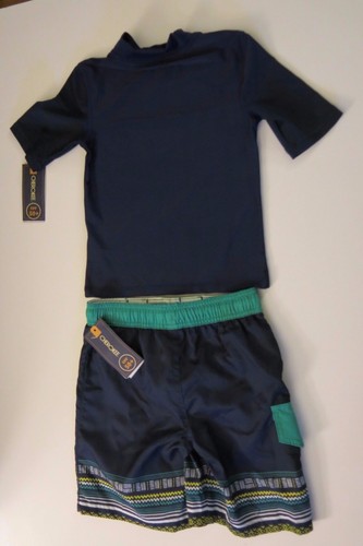 cherokee xs 4-5 boys rash guard swim trunks short set 2 pc