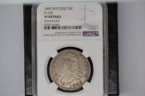 1809 XXX Edge Bust Half Dollar- NGC VF Details.  Damaged.  O-102.  Original.