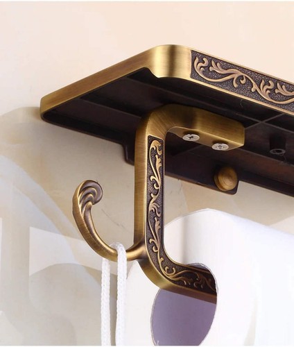 Vintage Wall-Mounted Brass Toilet Paper Holder Bathroom Tissue Roll Box - Picture 3 of 4
