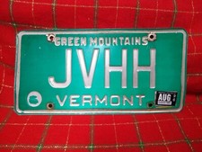 License Plate Vanity Vermont VT Vintage 1970's Or 80's JVHH