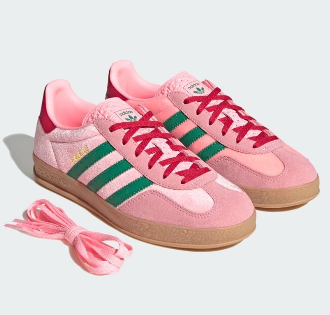 Adidas Womens Gazelle Indoor Velvet Glow Розовый/зеленый - JI2713 Ускоренная доставка