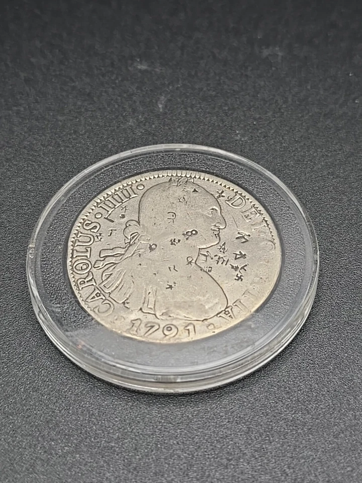 Mexico Spanish Colonial 8 Reales Carol Carolus IIII 1791 FM With Chopmarked. - Image 2 of 4