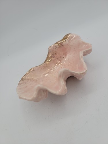 Vintage MCM Deco Regency Keramik Austernschale Muschelschale Aschenbecher Roségold - Bild 2 von 10