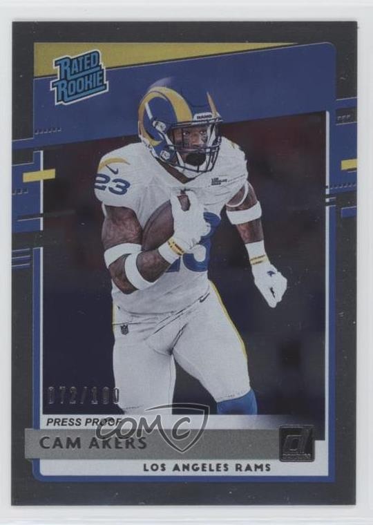 2020 Panini Donruss Rated Rookie Press Proof Silver 72/100 Cam Akers #325 0cz