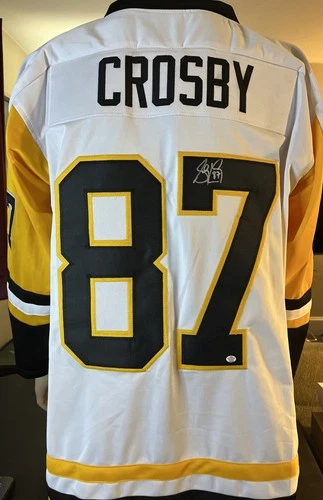Sidney Crosby Autographed White Hockey Jersey PAAS COA Pittsburgh Penguins