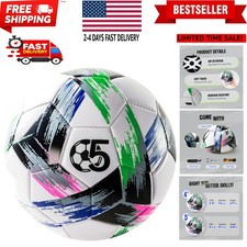 Soccer Ball Size 5 - Deflated with Pump  Mesh Bag, Bright Tri-Color Design -...