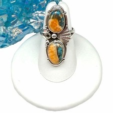 Spiny Oyster Kingman Turquoise Ring Size 6 Solid 925 Sterling Silver Western
