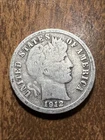 1912-D Barber Liberty Head Dime 90% silver Actual coin Good Coin