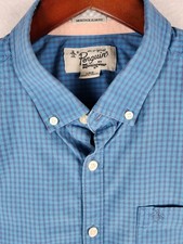 Original Penguin Heritage Slim Fit Shirt Mens L Large Blue Gingham Button Down