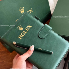 NEW ROLEX Green Gift Set Notebook Ballpoint Pen Folding Umbrella Luxury Gift Box