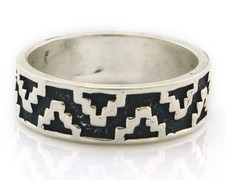Navajo Tribal Band Ring Sterling Silver Vintage Artist Size 9.0