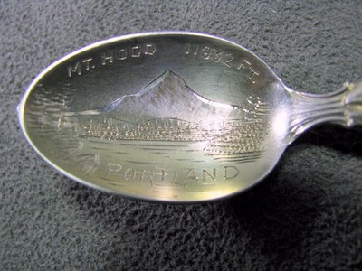 Rare Mt Hood Sterling Silver Oregon Salmon Souvenir Spoon: A. Feldheimer Jeweler