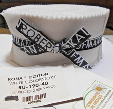 ROBERT KAUFMAN RU-190 40 KONA COTTON SOLID WHITE JELLY ROLL