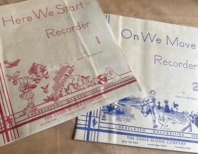 HERE WE START & ON WE MOVE RECORDER 1 & 2 Frank N. Freeman Handwriting Book Set