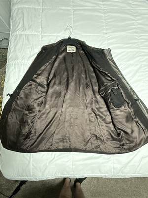 VTG Mens Italian New Line Vinci Firenze Size 56 Chocolate  Brown Leather Jacket