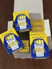 11 Boxes of 12 Sticks School Chalk Yellow Blackboard France School Mate Low Dust