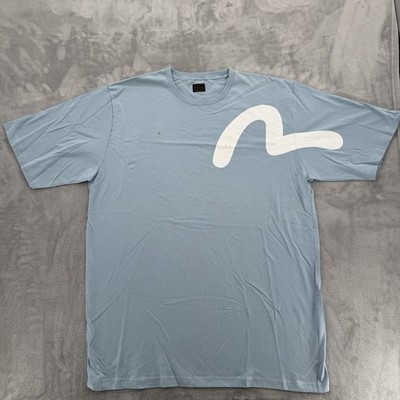 RARE Vintage Evisu T-Shirt Big Logo 90s Men Size Blue 4XL