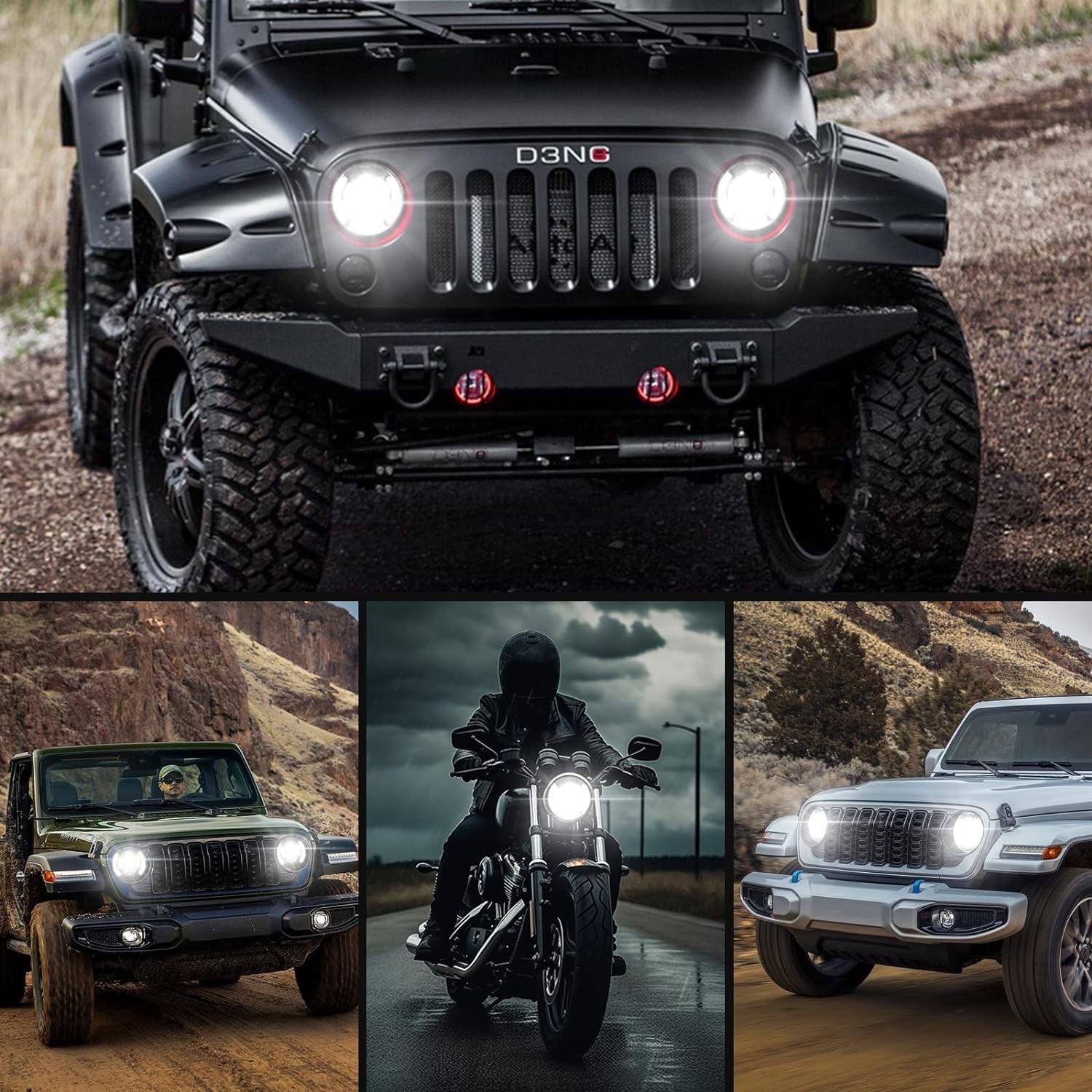 2PCS 7" Round Headlights Turn Signal DRL H6017 For For Jeep Wrangler JK TJ CJ LJ thumbnail 8