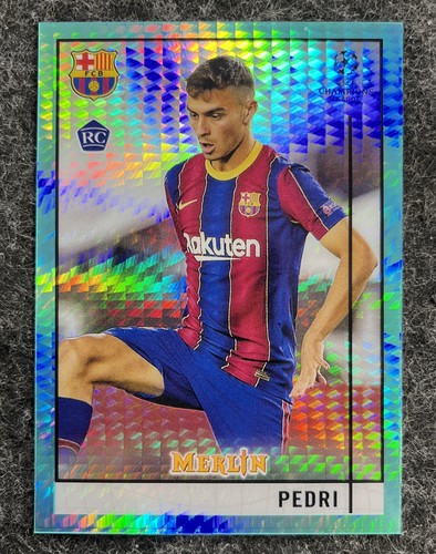 2020-21 Topps Merlin Collection Chrome UCL Pedri Aqua prizm Refractor RC