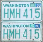 1983-1993 Washington License Plate Pair - Original Condition — photo 1