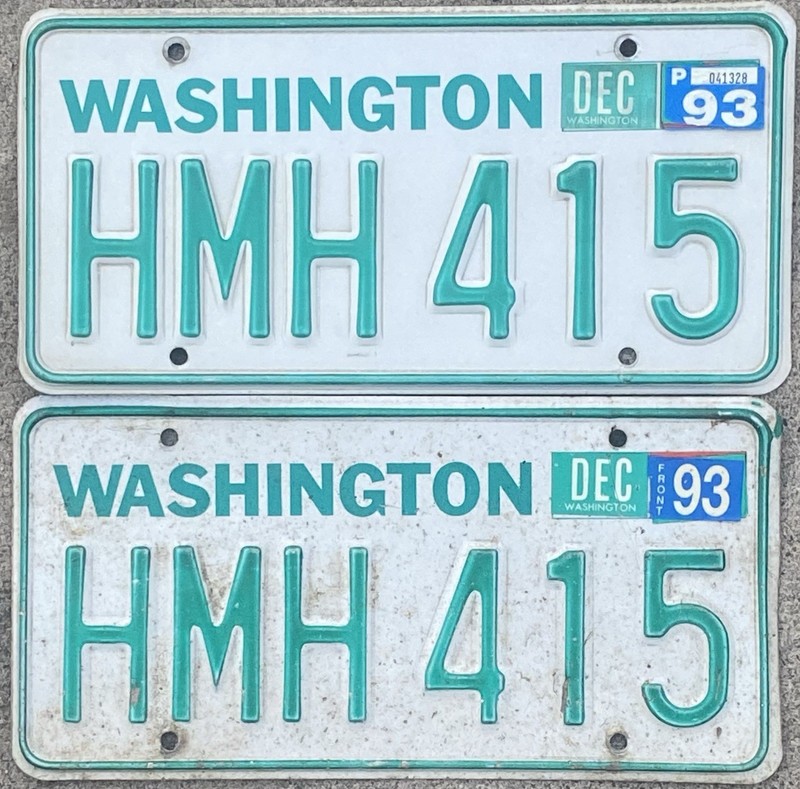 1983-1993 Washington License Plate Pair - Original Condition