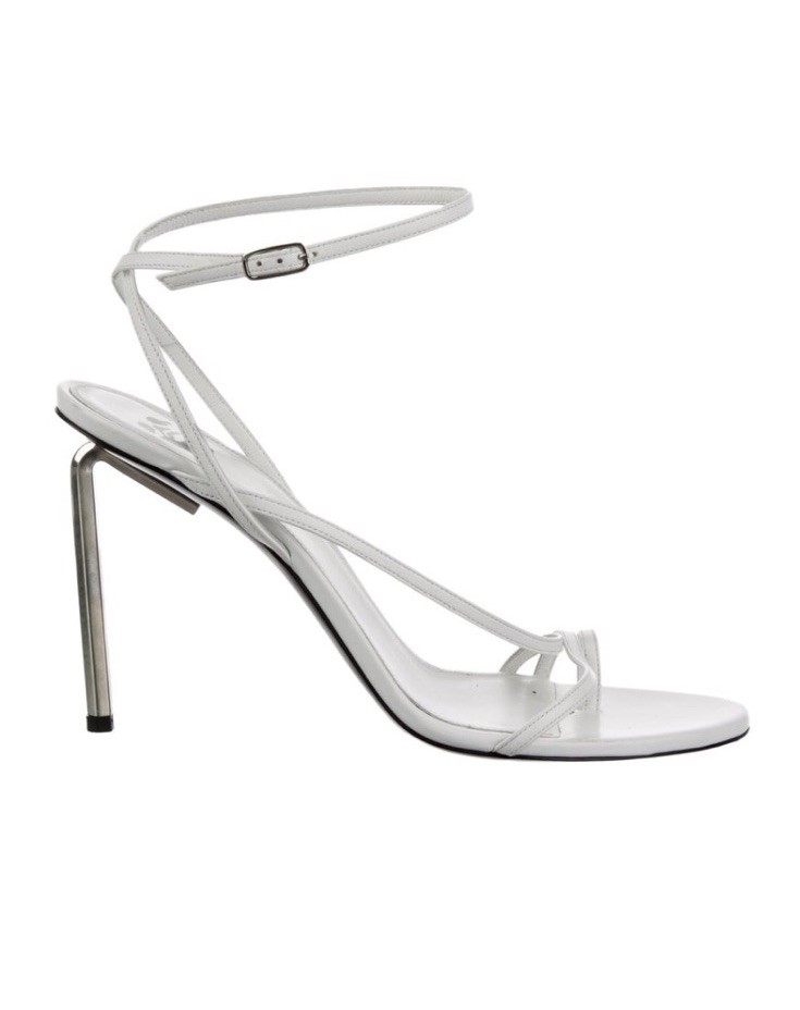 Off-White Leather Slingback Metal Heels ￼