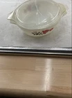 Vintage Pyrex JAJ White Pink June Rose Glass Casserole Dish With Lid