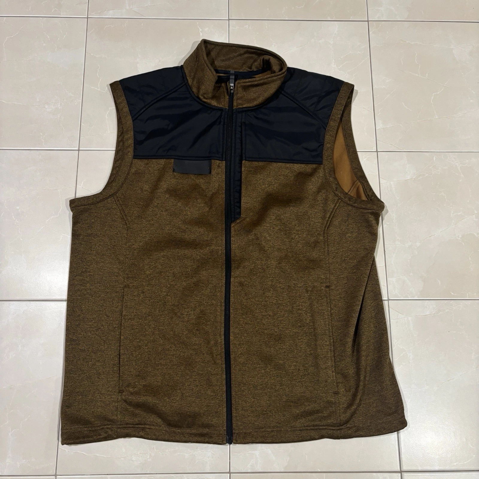 Alaskan Hard gear Fishing Vest Brown Black Full Zip Men’s L Outdoors Hiking Gorp
