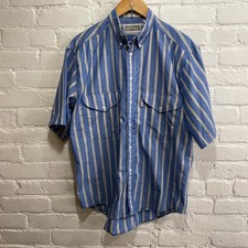 Vintage Levi's Silver Label Shirt Mens M Blue Stripes Short Sleeve Button Up