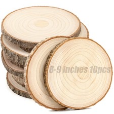 10 pcs Large Unfinished Wood Slices for Centerpieces 8-9 inches Wood Rounds f...