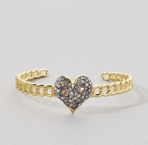 Alexis Bittar Solanales Sapphire Crystal Heart Macrame Cuff Bangle Bracelet NWT - Picture 8 of 9