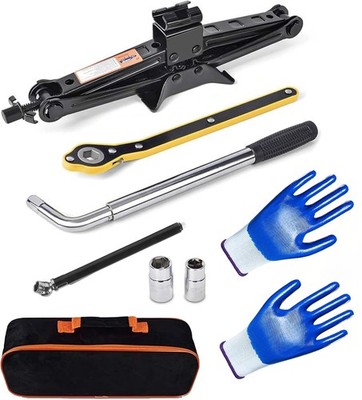 Tioollev Car Jack,Car Jack and Stand Kit,Portable 2 Ton Scissor black