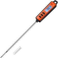 TempPro TP01A Digital Meat Thermometer for Cooking Candle Backlit, Orange