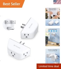 Multi Plug Outlet Extender 2 Pack - Electrical Wall Splitter, 3 Way Angled Wa...