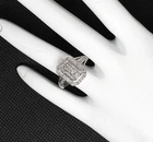 Vintage Art Deco Style Wedding Ring Cluster Diamond Solid 10K White Gold Jewelry