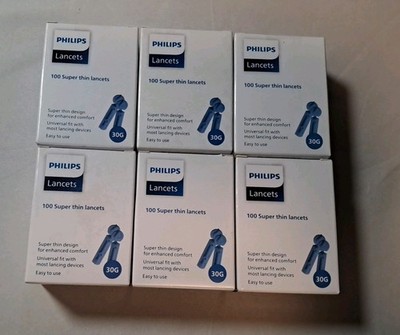 Philips Lancets  6 pack of 100 Each 30G Super Thin Design  Universal Fit Sealed 