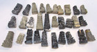31 Old Hand Carved Mexican Marble Onyx Aztec Gray Black Vintage Chess Set Pieces — photo 1