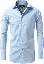 Dress Shirts for Men, Long Sleeve Solid Slim/Regular Fit Business  Casual Shirt