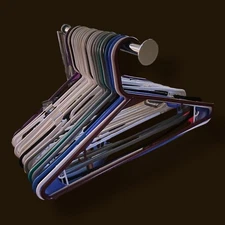 Lot Of 24 Plastic Hangers. Asssorted. Adult Size.