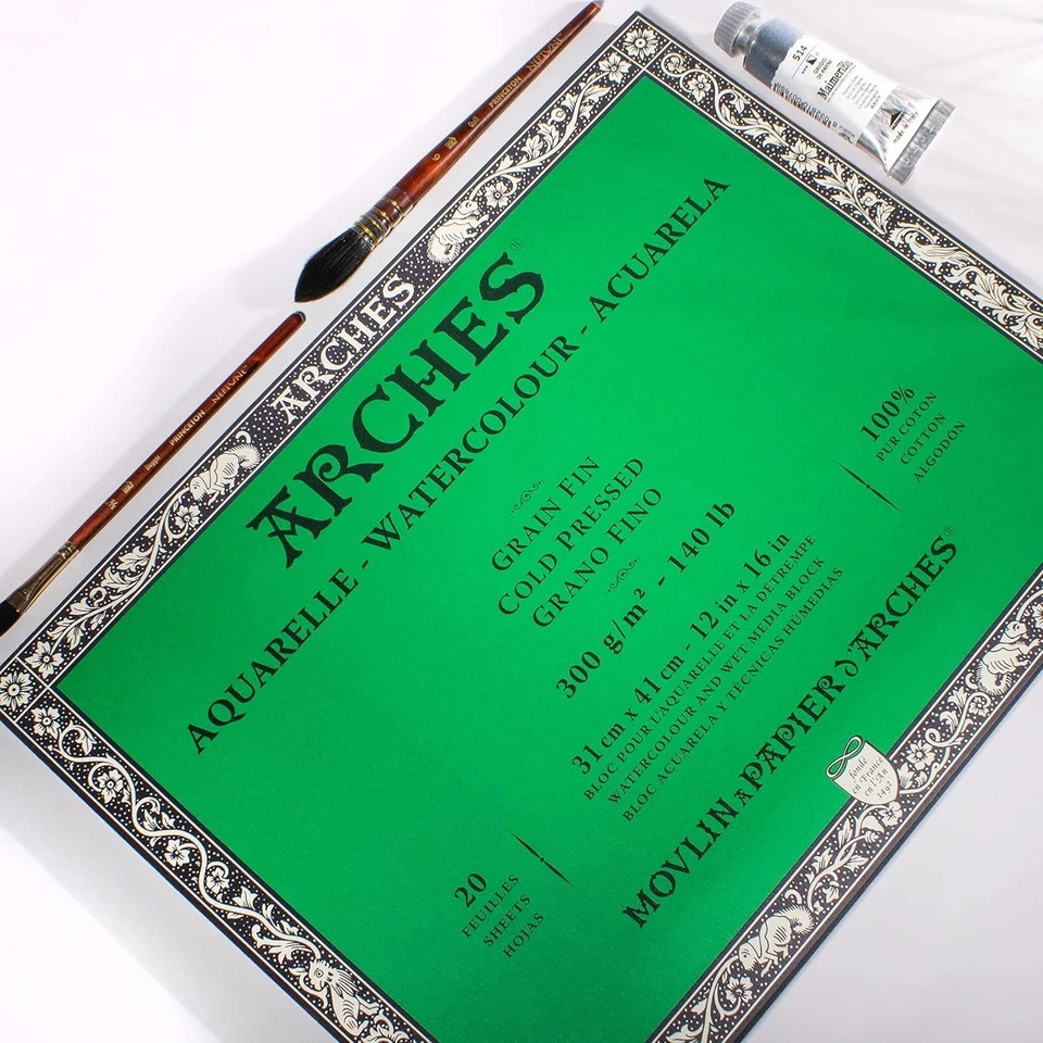 Bloque de papel de acuarela prensa en frío 12x16 - grado profesional Foto 4 de 4