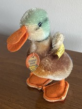 VNTG 1968-75 10cm Steiff 3270/11 DUCK Duckling Aqua  Brown Mohair ALL IDs WOW 