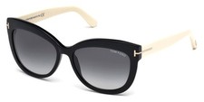 New Tom Ford Women Geometric Sunglasses FT0524 Alistair 05B Black / Smoke 56mm