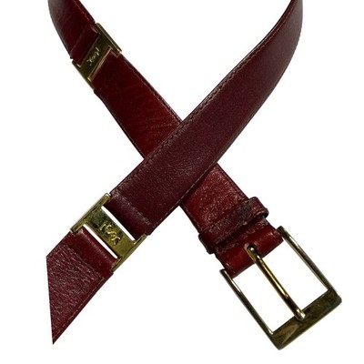 Vintage YSL Yves Saint Laurent Leather Belt Red Wine Gold  display picture 1