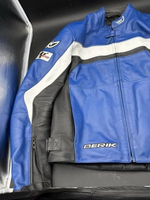 Official MotoGP BERIK Armored Blue White Black Leather Riders