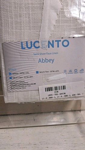 Weiß Faux Leinen durchsichtig Vorhänge Stange Tasche strukturiert halbtransparent 35" B x 36" L - Bild 5 von 7