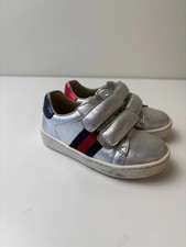 Gucci Baby Ace Leather Sneakers - Silver, Made in Italy, size 5.5 EU 21