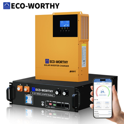 ECO-WORTHY Home Backup Power V3 48V 100Ah LiFePO4+3500W 48V Hybrid Inverter