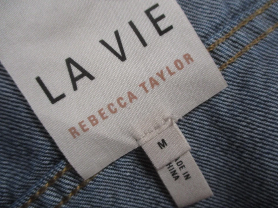 La Vie Rebecca Taylor Jacket Womens Medium Blue Denim Peplum Button Up Casual - Image 2 of 4