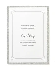 Gartner Studios Silver Glitter Print-At-Home Wedding Invitation Kit, 5” x 7”,